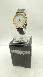 Brand New Vintage Mens 34mm Carriage Quartz Watch Black Band . With The Box - Picture 1 of 12