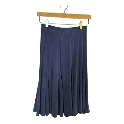 Falda ajustada tejida Chico’s Travelers talla 0 pequeña azul pizarra cintura elástica R26 Foto 1 de 3