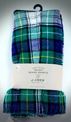 J Crew Flannel Boxers Plaid Shorts Striped Woven 100% Cotton Panties Underwear  - Image 1 of 4