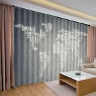 Grey Salted Fish Map 3D Curtain Blockout Photo Printing Curtains Drape Fabric