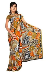 Daya Georgette Printed Casual Saree Sari Bellydance fabric - Picture 1 of 1