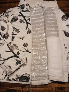 Columbia Womens White Out Lightweight Omni-Heat Jacket Sz Med Olive-White Floral - Picture 1 of 3