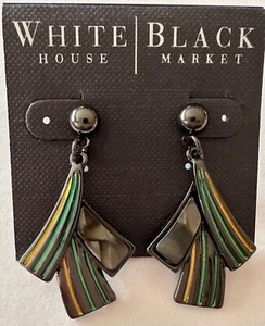 WHITE HOUSE BLACK MARKET Green & Black Earrings Dangle NEW - Picture 1 of 4