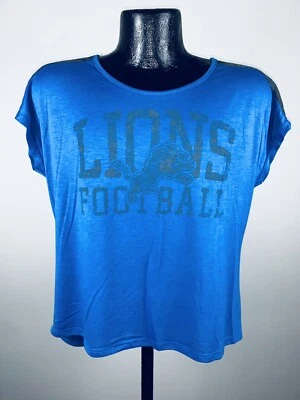 Women's Majestic Detroit Lions Blue Scoop Neck NFL Cotton Football Tee Medium - Image 1 of 4
