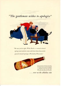 Anuncio estampado vintage 1937 White Rock Water divertido caballero desea disculparse arte - Imagen 1 de 2