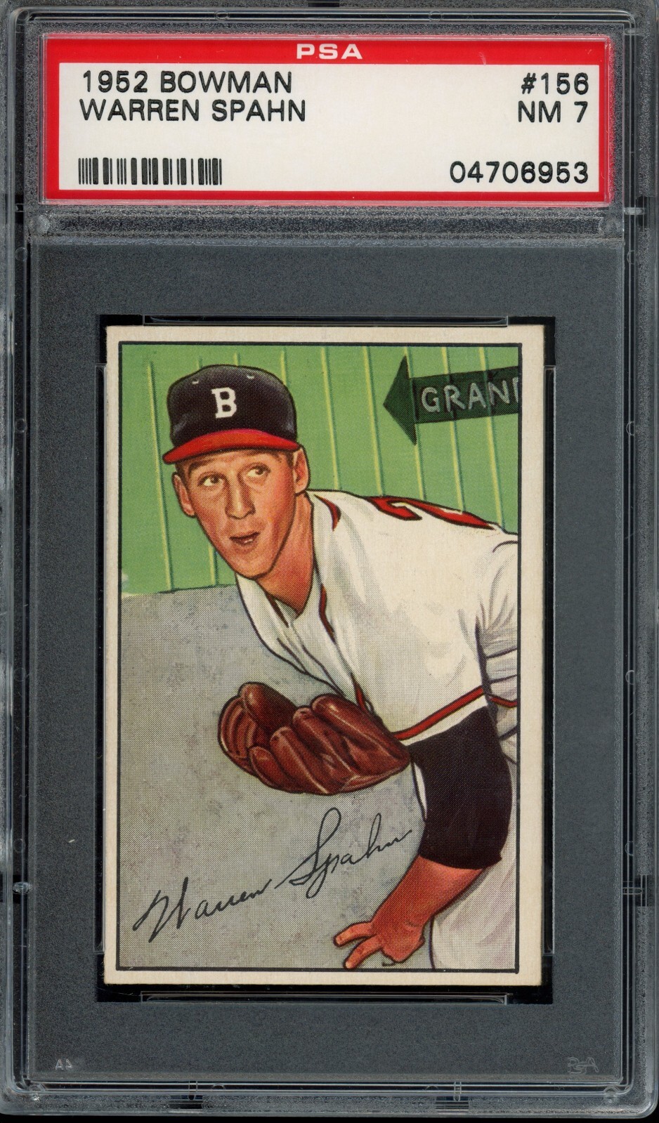 1952 Bowman #156 Warren Spahn PSA 7 HOF Boston Braves Baseball Card