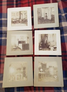 6 Antique Victorian Home Interior Cabinet Card Photos Lot. Furniture Home Decor - Picture 1 of 6