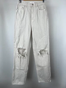 PacSun Jeans 90's Boyfriend Women's Sz 27 Beige Cotton Ripped Knees Distressed - Picture 1 of 16