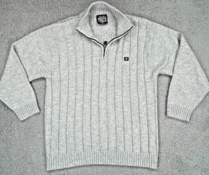 South Pole Pullover Herren Large grau Viertelreißverschluss gerippt Pullover Acryl Logo - Bild 1 von 15