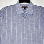 Blue Pronto Uomo Paisley Striped Shirt Size L Button Up Long Sleeve Blue White
