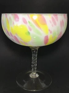 Huge Vintage Candy Dish Art Hand blown Fused Glass on Swirled Pedestal 10"H - Picture 1 of 12