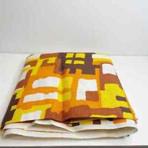 2 yard × 44" W Vintage Mod Groovy Design Fabric 1970s Brown Yellow