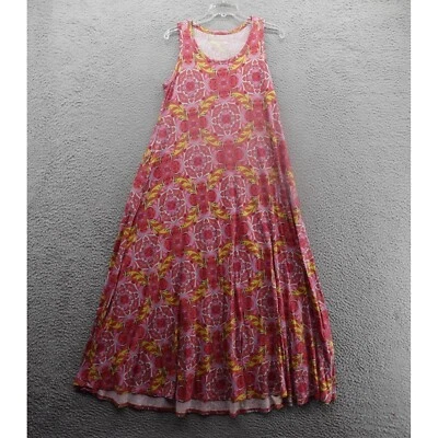 Soft Surroundings Sleeveless Dress Womens Medium Pink Yellow Boho Floral Cotton - Image 1 of 4