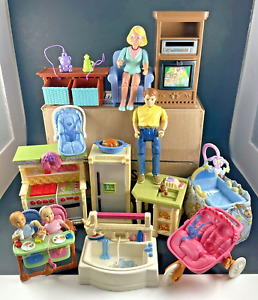 Vintage Fisher Price Loving Family Dollhouse Kitchen Furniture LOT Of 16 Pieces