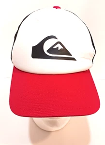 Quicksilver Mesh Trucker Snapback Hat Cap - One Size Fits Most Red Black White - Picture 1 of 6