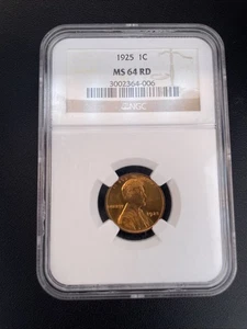 1925 P MS 64 RD Lincoln Cent Wheat Penny 1c NGC Red - Picture 1 of 6