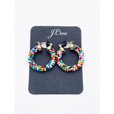 Pendientes de aro J.Crew multicolor con cuentas de semillas tono dorado boho nuevos con etiquetas regalo para ella Foto 1 de 4