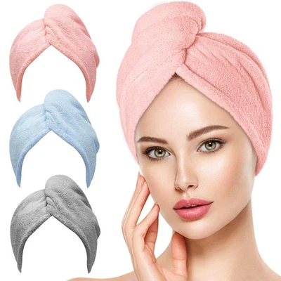 Microfiber Hair Towel 3-Pack for Curly Hair - Drying Wraps for Women & Kids - Imagem 1 de 4