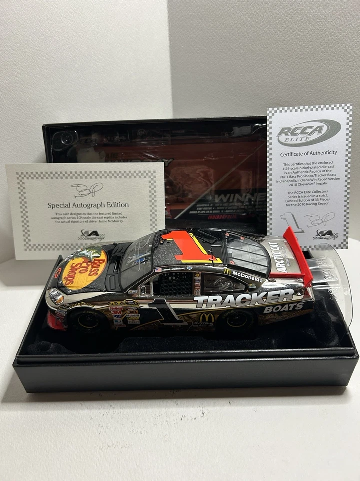 亲笔签名 25 共 33 ! Jamie McMurray #1 比赛获胜 2010 Impala Elite 抛光 N. — 第 1/4 张图片