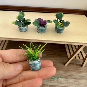 Lote de 4 miniaturas para casa de muñecas en maceta escala 1:12 reales hechas a mano vintage - Imagen 1 de 5