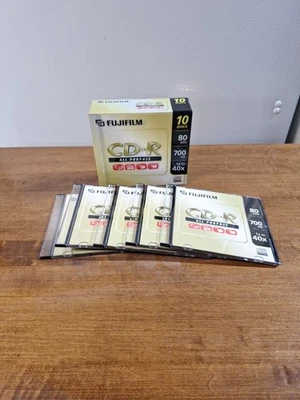 Fujifilm CD-R 10 Pack +5 Blank Recordable W Cases 80 Min NEW Sealed 700mb Disc  - Image 1 of 4