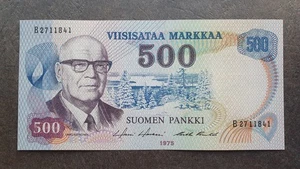 FINLANDIA 500 markkaa 1975, P-110, galletas, UNC, ¡RARO!!! - Imagen 1 de 7