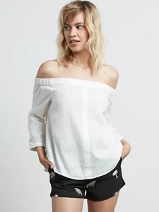 NUEVO CON ETIQUETAS TOP DE MUJER VOLCOM ALL BIZ MANGA LARGA S $45 Blanco - Imagen 1 de 3