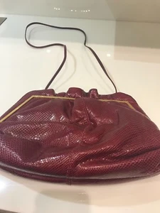 Judith Lieber Burgundy Snake Vintage  Handbag - Picture 1 of 10