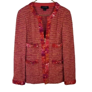 St. John Knit Pink Peach Knit Jacket Blazer Size 4 - Picture 1 of 12