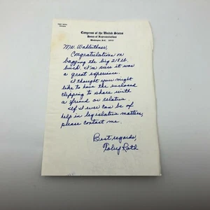 Vtg U.S. Congress Letterhead Toby Roth Representative WI Hand Written Letter Q1 - Picture 1 of 11