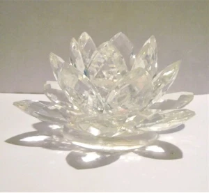 Shannon Crystal Designs of Ireland Crystal Lotus Flower Candle Holder - Picture 1 of 5