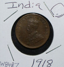 India 1918 One Quarter Anna Bronze Coin
