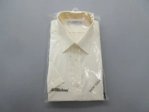 Vintage 1988? St Michael M&S Hombre Manga Corta Crema Formal Oficina Camisa 15.5 - Imagen 1 de 4