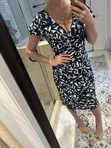 Lauren Ralph Green Label Empire print Dress Floral Jersey Print 6p 6 p V Neck - Picture 1 of 10