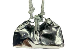 THE EXQUISITE METALLIC SILVER SOFT CLUTCH BAG BY TOP SHOP LONDON - Picture 1 of 8