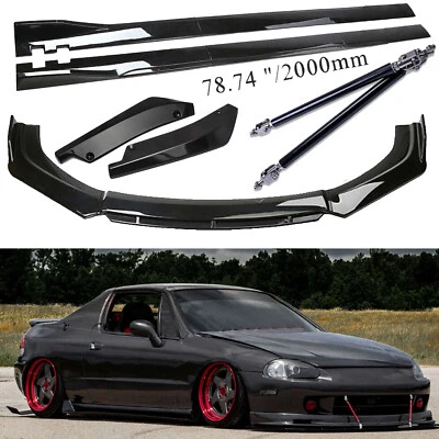 For Honda Civic Del Sol Front Bumper Lip Spoiler Splitter Side Skirt Rear Rod - Imagem 1 de 4