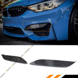 FOR 15-19 BMW F80 M3 F82 F83 M4 CARBON FIBER FRONT BUMPER AIR VENT EYELID COVERS - Picture 1 of 4