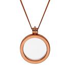 Large Rose Gold Plated Sterling Silver Round Floating Charm Locket 16-24 Inches