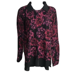 Investments Floral Long Sleeve Tunic Top Size Medium NWT! Nice! D6 - Picture 1 of 7
