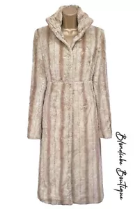 ABRIGO DE VESTIR DE PIEL SINTÉTICA VINTAGE IMPRESIONANTE KAREN MILLEN TALLA UK 12 BEIGE - Imagen 1 de 9