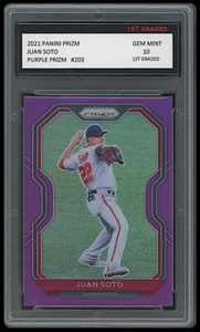 JUAN SOTO 2021 PANINI PÚRPURA PRIZM PRIMER GRADO 10 INSERCIÓN TARJETA DE BÉISBOL PADRES 203 - Imagen 1 de 1