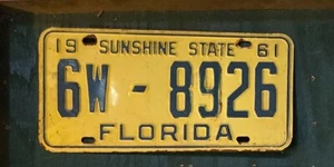 1961 FLORIDA LICENSE PLATE TAG 6W-8926 - Picture 1 of 1