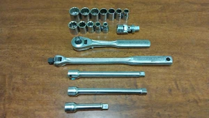 Vintage 18pc Craftsman =V= Socket Set 12 Point 3/8” Ext. Drive Ratchet 1967 -V- - Picture 1 of 12