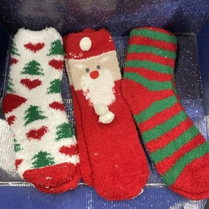 3 Pack Santa Super Soft Crew Socks Christmas Sock - Free Shipping - Picture 1 of 2