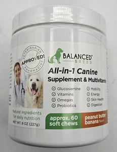 60 Ct Soft Balanced Breed Dog Canine Supplement+Multivitamin Peanut Banana READ - Picture 1 of 6