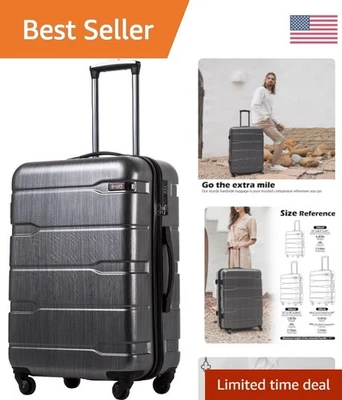 Mala rígida de carvão durável 24 polegadas com trava TSA e bolsos organizacionais - Imagem 1 de 4