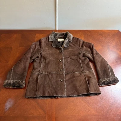 Jones New York Sport Mujer’s XL Imitación Gamuza Imitación Piel Abrigo Marrón Piel de Oveja Chaqueta Foto 1 de 4