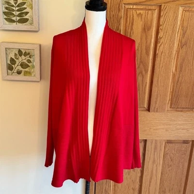 Suéter cárdigan Avenue para mujer talla 14 rojo frente abierto manga larga Foto 1 de 4