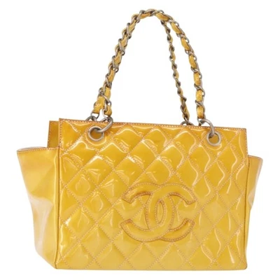 Bolso Chanel Vintage Petite Timeless Acolchado Patente Amarillo_Bolso de Cuero Foto 1 de 4