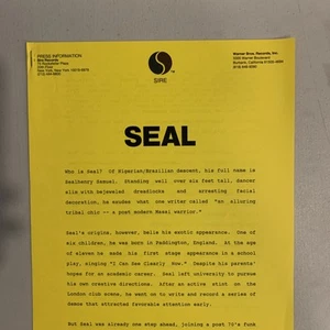 Seal, From Press Kit For Album Seal, Artist/Album Bio - Picture 1 of 1